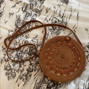 Wicker circle bag